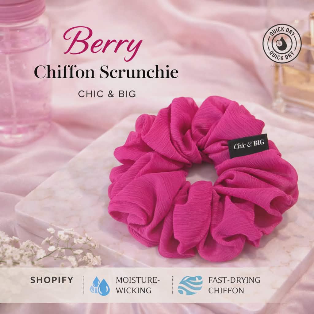 Berry Chiffon Oversized Scrunchie – XXL, Mini & XXS | Handmade in Ontario