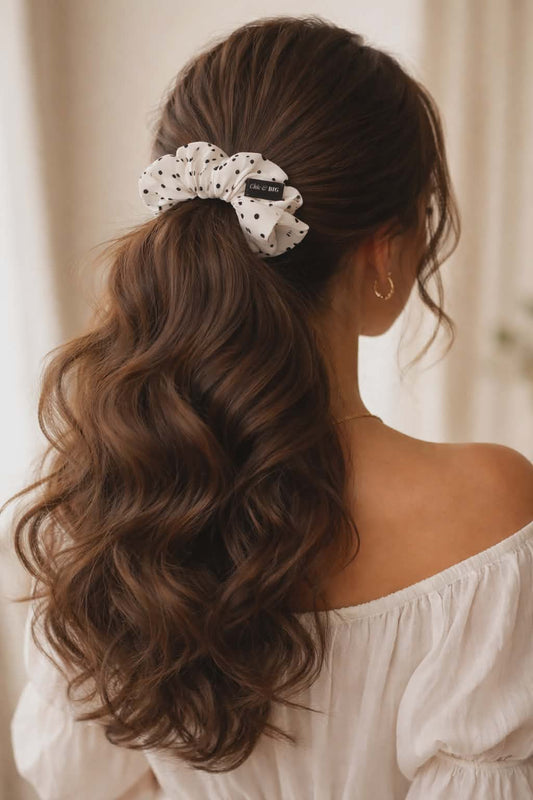 Parisian Polka Oversized Scrunchie – XXL, Mini & XXS | Handmade in Ontario
