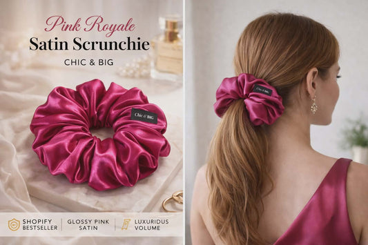 Pink Royale Oversized Satin Scrunchie – XXL, Mini & XXS | Handmade in Ontario