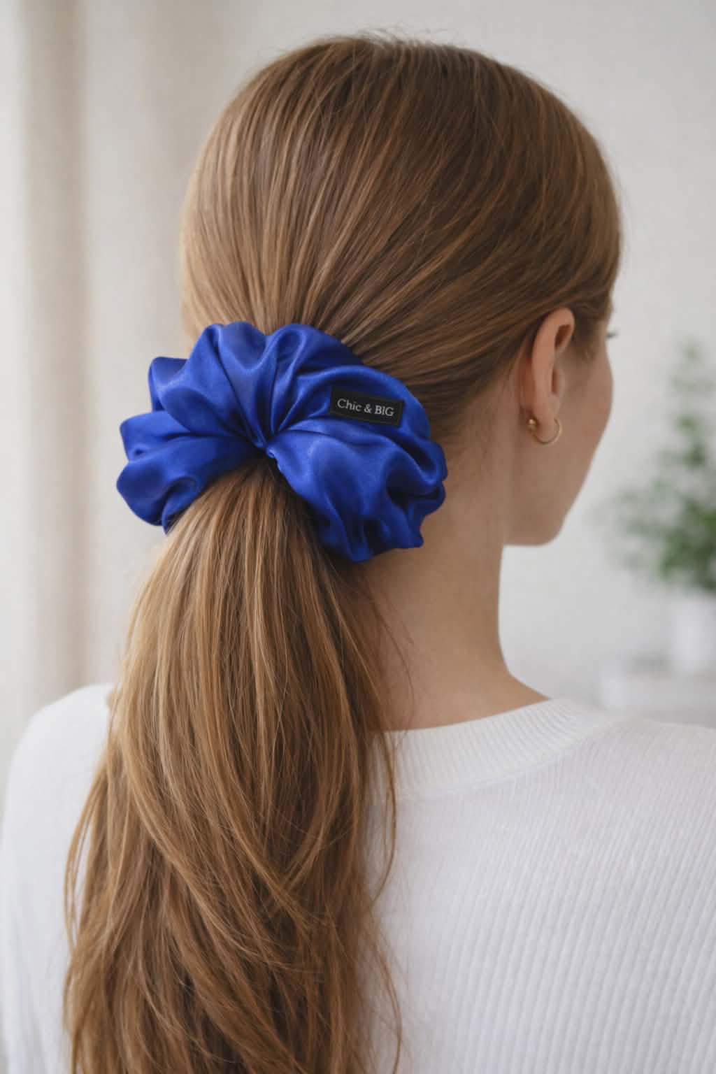 Royal Sapphire Oversized Satin Scrunchie – XXL, Mini & XXS | Handmade in Ontario
