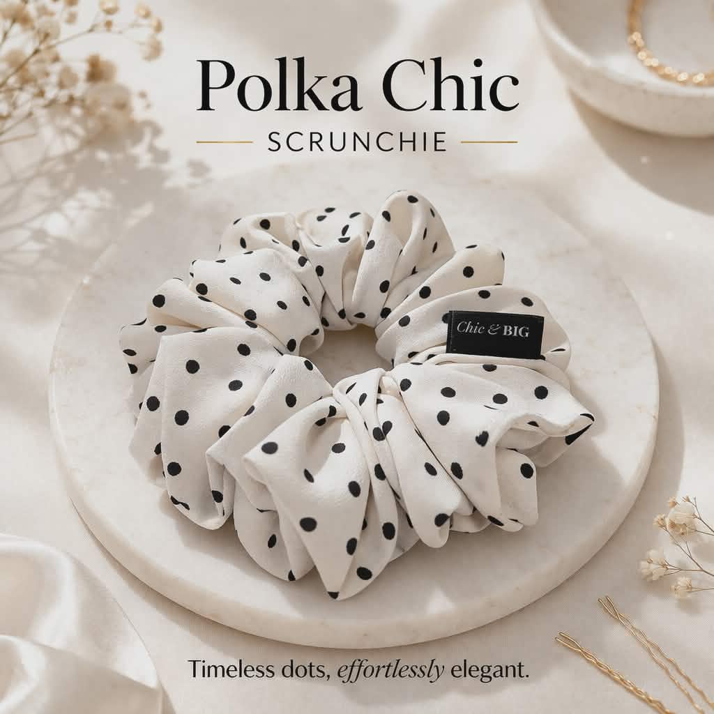 Parisian Polka Oversized Scrunchie – XXL, Mini & XXS | Handmade in Ontario
