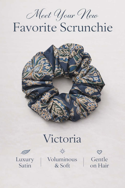Victoria Paisley Oversized Satin Scrunchie – XXL, Mini & XXS | Handmade in Ontario