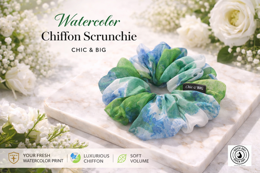 Watercolor Chiffon Oversized Scrunchie – XXL, Mini & XXS | Handmade in Ontario